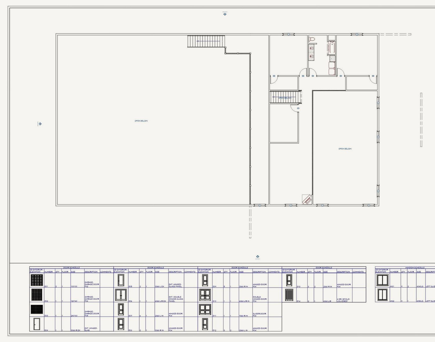 Prairie Barndo second floor overview plan with bedrooms and open-below great room